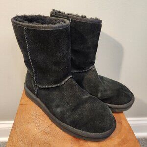 Koolaburra By Ugg Boots Koola Short Classic Black Soft Suede Faux Fur - Size 8